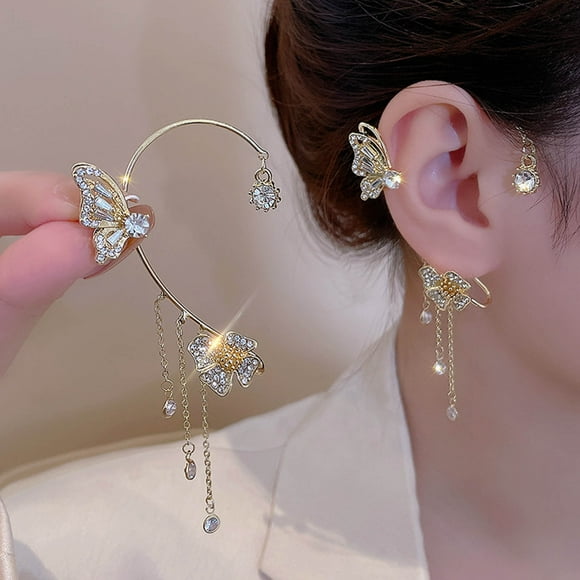 EGNMCR Earrings for Women Tassel Flower Ear Hanging French Fashion No Pierced Earrings Earrings Ear Clips earrings thing