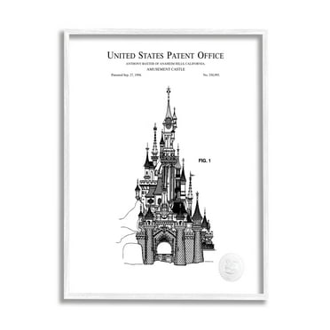 Stupell Industries Intricate Amusement Castle Diagram Graphic Art White Framed Art Print Wall Art, Design by Karl Hronek