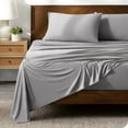 thumbnail image 1 of Bare Home Ensemble de Draps Ultra Doux Extensibles - Premium 1800 Collection - Poches Profondes - 3 Pcs - Lit Simple, Gris Pâle, 1 of 8