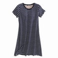 thumbnail image 4 of Sakmal Sleepwear for Women Comfy 100% Cotton Sleep Dress Blue Short Sleeve Striped Nightgowns, 4 of 5