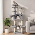 thumbnail image 2 of Gymax 63'' Large Cat Tree for Indoor Cats w/Plush Top Perch Condo Hammock Basket Bed Light Grey, 2 of 9