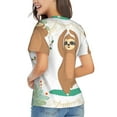 thumbnail image 3 of Honeii Cute Sloth In Yoga Pose Tree Print Women's Classic V-Neck T-Shirt,Womens Fashion Tops,Stylish Everyday Top for Women, Casual Summer Spring Outfits Clothes-Small, 3 of 5