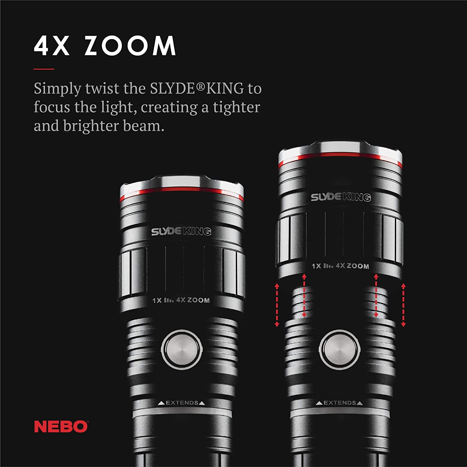 NEBO Slyde King 500 Flashlight, Rechargeable LED Flashlight and Work Light, Bright, Durable, Everday Carry & Camping Flashlight with 4 Light Modes, C.O.B. Work Light and Magnetic Base