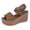Brown, variant on Fiaer Women's Fashionable High Heeled Sandals Plus Size Belt Buckles Fish Mouth Wedge Sandals Thick Soled Open Toe Shoes for Daily Outdoor Yellow 9.5