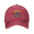 thumbnail image 1 of DouZhe Adjustable Washed Cotton Baseball Cap - Riding Motorcycle Skull Prints Vintage Dad Hat Unisex Sports Caps (Red), 1 of 6