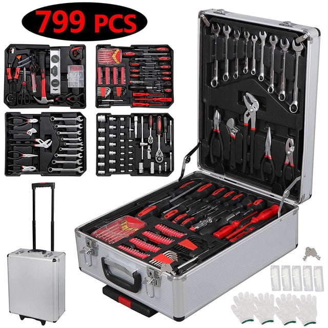 Kit de herramientas manuales Zimtown 799 piezas incluye destornilladores y caja de herramientas