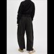 thumbnail image 5 of Pantalones de Mujer Holgados de Pierna , Estilo Palazzo, Informales, con Cordón en la Cintura y Bolsillos. Negro M, 5 of 8