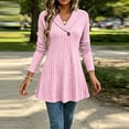 thumbnail image 4 of SSZMDLB Women Plus Size V Neck Long Sleeve Button Down Sweater Fall Winter Knitted Pullover Tops Casual Ribbed Basic Blouse, Pink S, 4 of 9