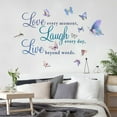 thumbnail image 3 of Colorful Live Laugh Love Art Quotes Wall Decals, Motivational Vinyl Sayings Words with Butterfly Wall Stickers, Removable DIY Wall Decor Sign Mural for Bedroom, Living Room, Home, 3 of 6