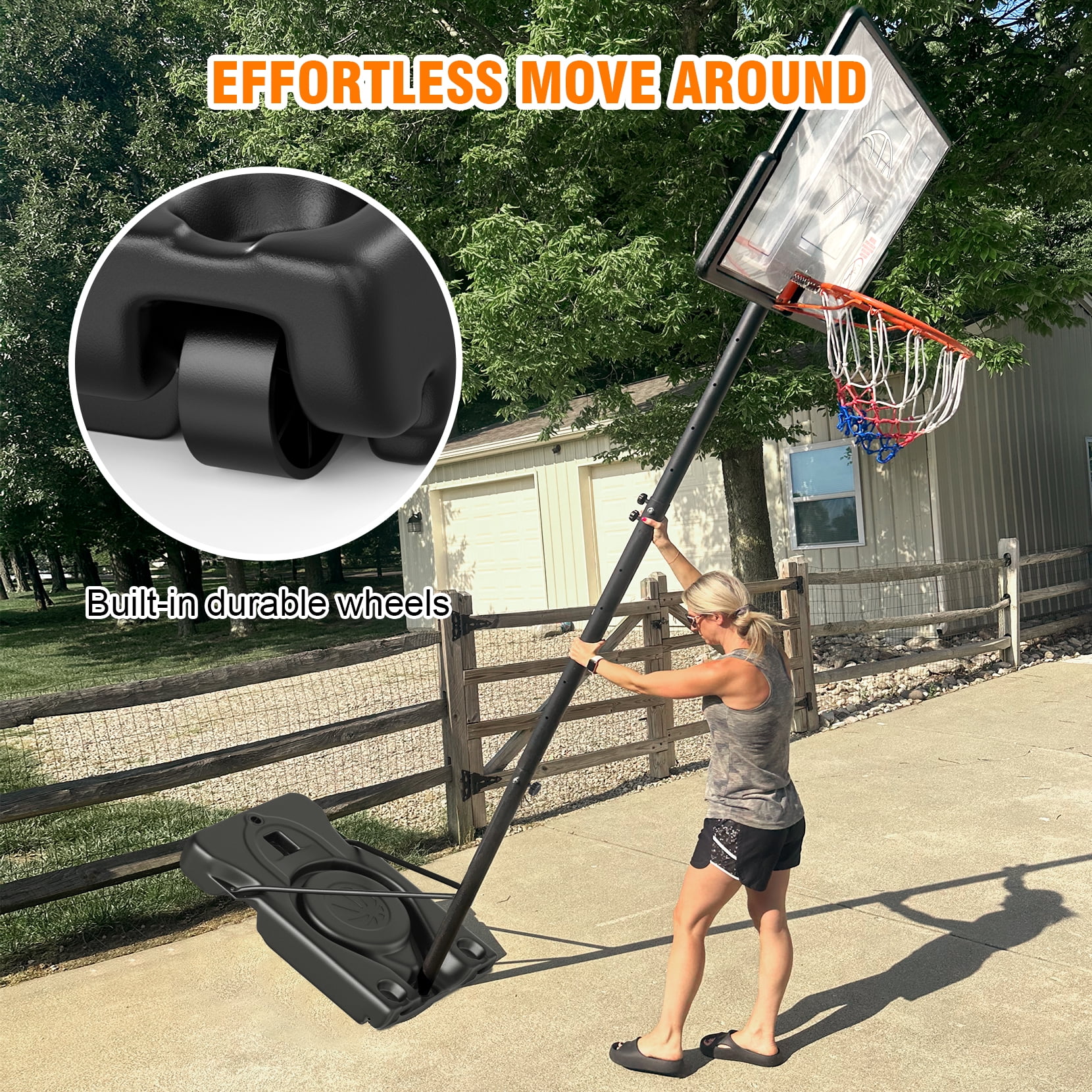 Tonbux Basketball Hoop Outdoor 10ft Adjustable, Portable Basketball Hoop Goal System for Kids Youth and Adults in Backyard/Driveway/Indoor, 44 Inch Shatterproof Backboard and Larger Base