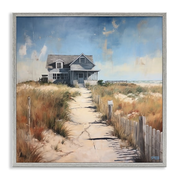 Stupell Industries Shabby Chic Coastal Beach House Gray Framed Giclee Art, 24 x 24, by RB