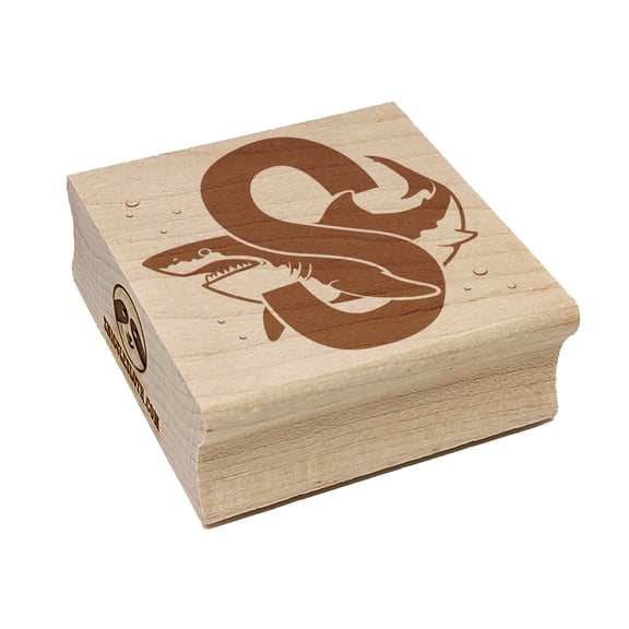 Animal Alphabet Letter S for Shark Square Rubber Stamp Stamping Scrapbooking Crafting - Large 2.75in