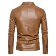 thumbnail image 3 of YYDGH Men's Smooth Leather Moto Jacket Faux Leather Jacket Motorcycle Biker Bomber Coat Stand Collar Slimming Outwear Khaki XXL, 3 of 4