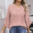 thumbnail image 2 of FAHXNVB 3/4 Length Sleeve Womens Tops Double Layered Casual Business Work Blouses Dressy Floral Printed V Neck Office Tunic Shirts, 2 of 7