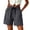 #A Gray, variant on Zynoxe Cargo Shorts for Women Wtih Pockets Casual Solid Color Straight Leg Shorts Adjustable Drawstring Waistband Summer Shorts Versatile Mid-Thigh Length Outdoor Hiking Shorts S
