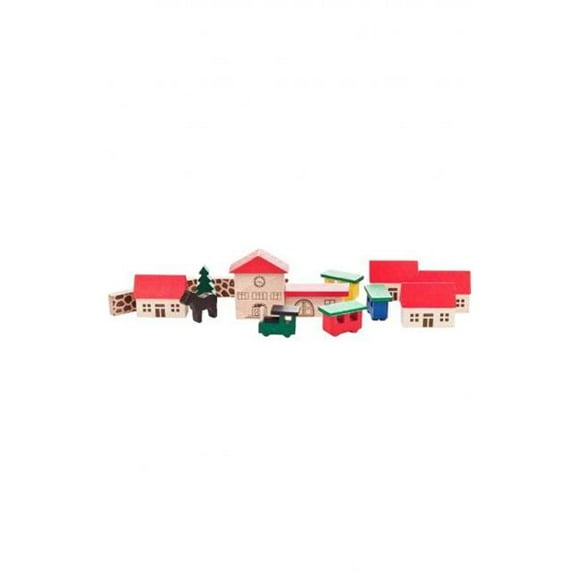 Dregeno Wooden Toy - Small Village with a Train