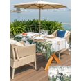thumbnail image 4 of Outdoor Tablecloth with Umbrella Hole and Zipper, Green Snowman Christmas Rectangle Table Cloth 54x80 Inch Waterproof Tablecloth, Xmas Snowflake Eucalyptus Leaves Wooden Picnic Table Cover for Patio, 4 of 7