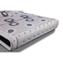 US Pride Furniture Dorian Contemporary Button Tufted Faux Leather Platform Bed, White/Black, Queen