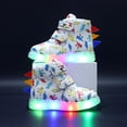 thumbnail image 3 of Fozruso Bright Kidsâ Dinosaur LED Sneakers With Straps Stylish Lightweight Kidsâ Shoes For Play Durable Upper Colorful Glow Sole,Sizes 12(5.5-6 Years), 3 of 5