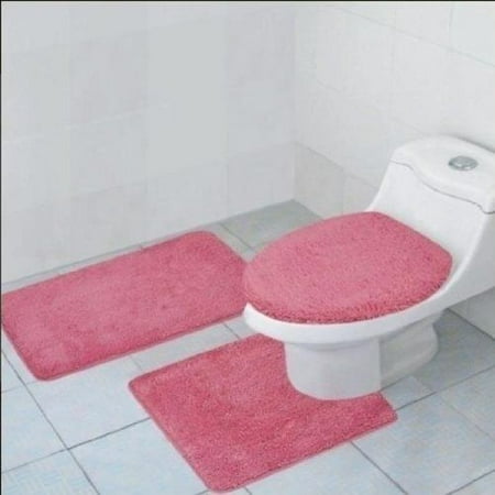 3-Piece Quinn Solid Bathroom Rug Set Bath Mat Contour ...