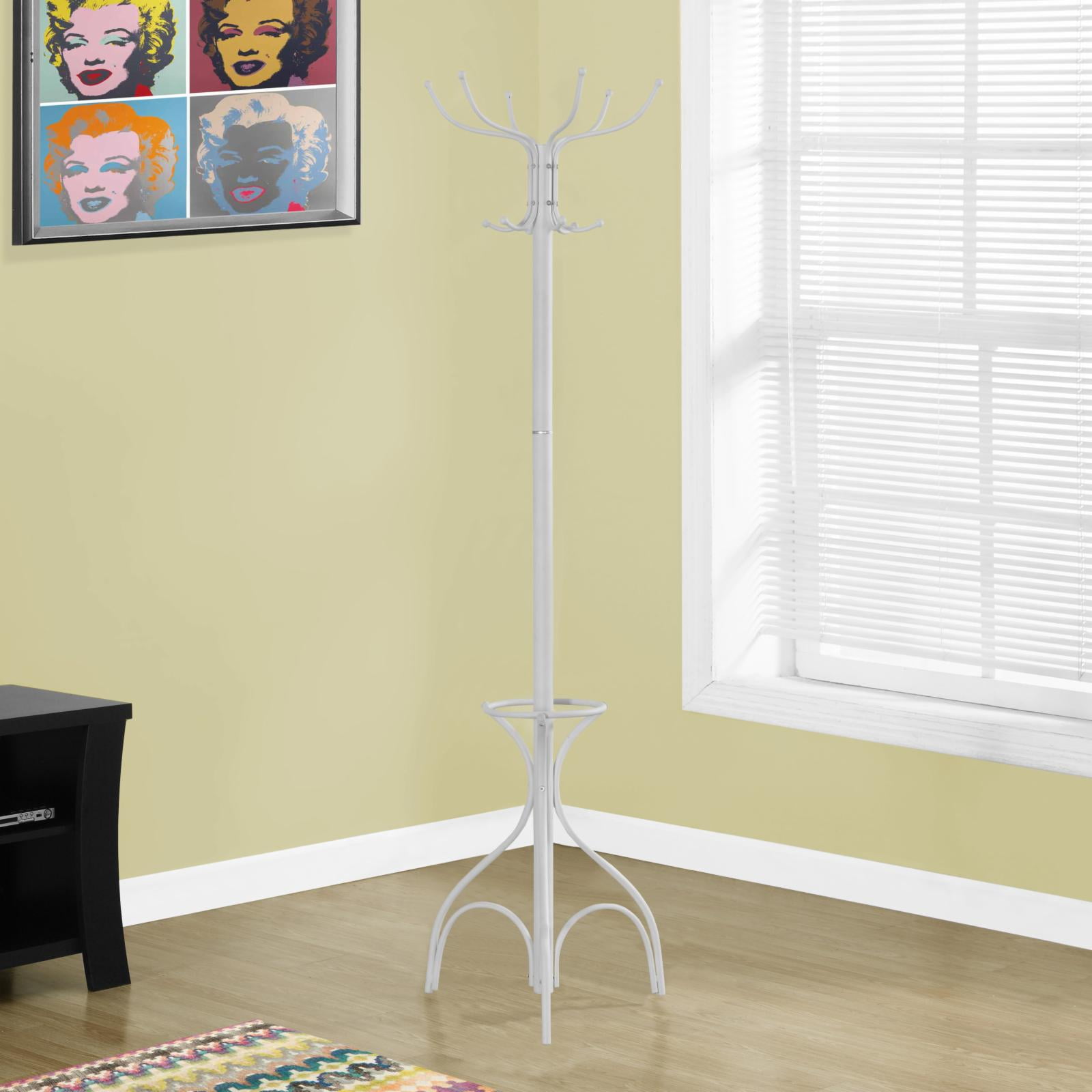 Coat Rack, Hall Tree, Free Standing, 12 Hooks, Entryway, 70"H, Umbrella