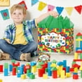 thumbnail image 3 of Large Building Blocks Birthday Gift Bag Happy Wrapping with Handles, Tissue Paper, Greeting Card for Kids Boys Girls Bricks Theme Party Decorations Supplies, 3 of 4