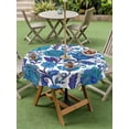 thumbnail image 4 of Outdoor Tablecloth with Umbrella Hole for Patio/Picnic/Party/Camping, Blue Boho Floral Waterproof Table Cloth Round Cover Washable, Abstract Art Paisley Flower (Dia 60"), 4 of 8