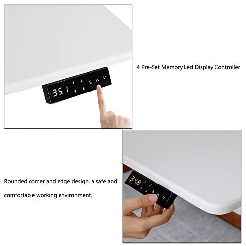 UNICOO® Electric Height Adjustable Standing Desk, Electric Standing Workstation, Whole-Piece Desk Board, White, 1 Pack,, 48 * 24 in (KT1001-WW)