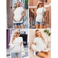 thumbnail image 5 of Ekouaer Women 3 Pack Shirts Maternity Clothes Side Ruched Pregnancy Blouse T Shirt Pregnant Tops Moms Shirt Black/Dirty Pink/White, 5 of 7