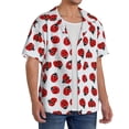 thumbnail image 2 of Gukieu Ladybug On Blue Stripes Print Men's Short-sleeved Shirts, Button-down Pocket Shirts, T-shirts, Beach Vacation Travel Summer Clothing-Medium, 2 of 5