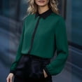 thumbnail image 2 of hotojiny Dressy Tops for Women Color Block Short Sleeve Silk Satin Blouse Regular Fit Button Down Business Casual Office Top, 2 of 6