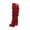 Red, variant on Fesfesfes Fuzzy Boots for Women Shoes Retro Solid Color Ethnic Style Suede Fringed Metal Decoration Female High US:6(37)