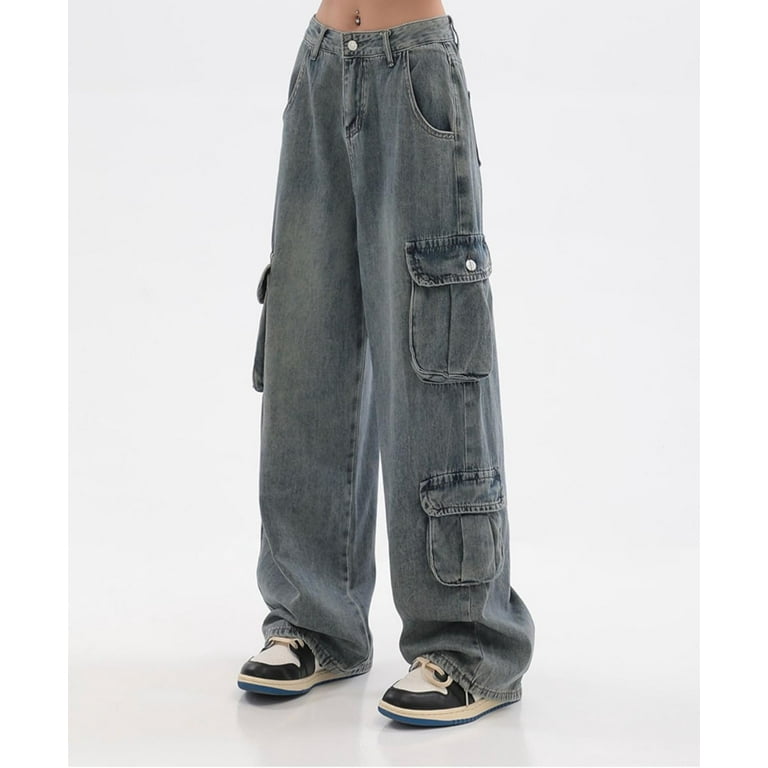 Kukuzhu Baggy Jeans Y2K Emo Denim Pant with Side Pocket Kukuzhu Baggy Jeans Y2K Emo Denim Pant with Side Pocket