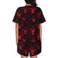 thumbnail image 6 of Fuzoiu Red Skulls 2 Print Women's Short-Sleeved Pajama Set,Lounge Sleepwear Set,Womens Pajama Sets 2 Piece,Button-Up Top and Shorts with Pockets-3X-Large, 6 of 7
