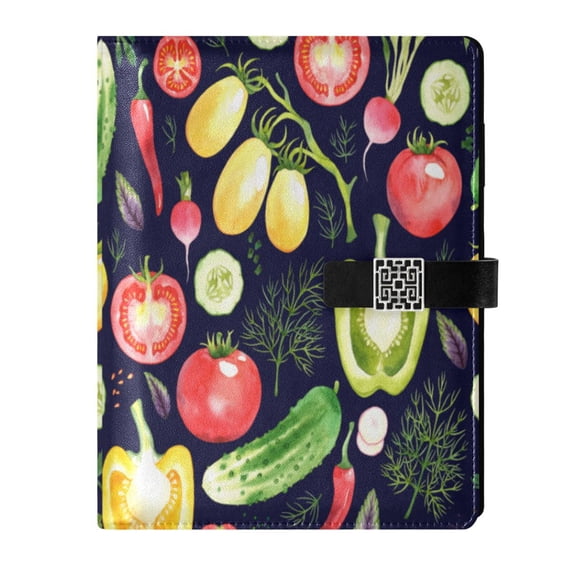 Premium Faux Leather Notebook - Refillable, Multi-Functional Organizer, 23.3x17cm, All-Season Use，Fruits