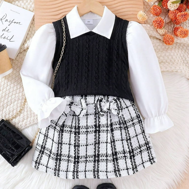 Plaid Skirt Plaid Baby Girl Clothes Kureaily Children's Long Sleeved