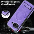 thumbnail image 5 of Dteck Magnetic Case for Google Pixel 9A, Compatible with MagSafe, PU Leather TPU Bumper Shockproof Protective Cover with Kickstand,Purple, 5 of 5