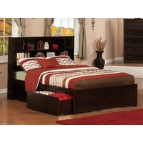 AFI Newport Full Wood Platform Bed with Footboard & 2 Storage Drawers in Espresso