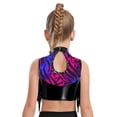 thumbnail image 2 of TiaoBug Kids Girls Dance Crop Top Sleeveless Sparkle Zebra Print Athletic Vest for Gymnastics Stage Performance Black 12, 2 of 5