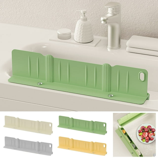 Sink Baffle Green Multifunctional Sink Backsplash Countertop Anti-Splash Drain Basket and Storage Shelf(1Pcs) Rkxzt