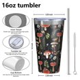 thumbnail image 4 of 16oz Tumblers Red Mushroom Snail Black Pattern Stainless Steel Vacuum Insulated Double Wall Travel Tumbler Cups Mug with Lid and Straw,Cleaning Brush for Coffee,Tea, 4 of 4