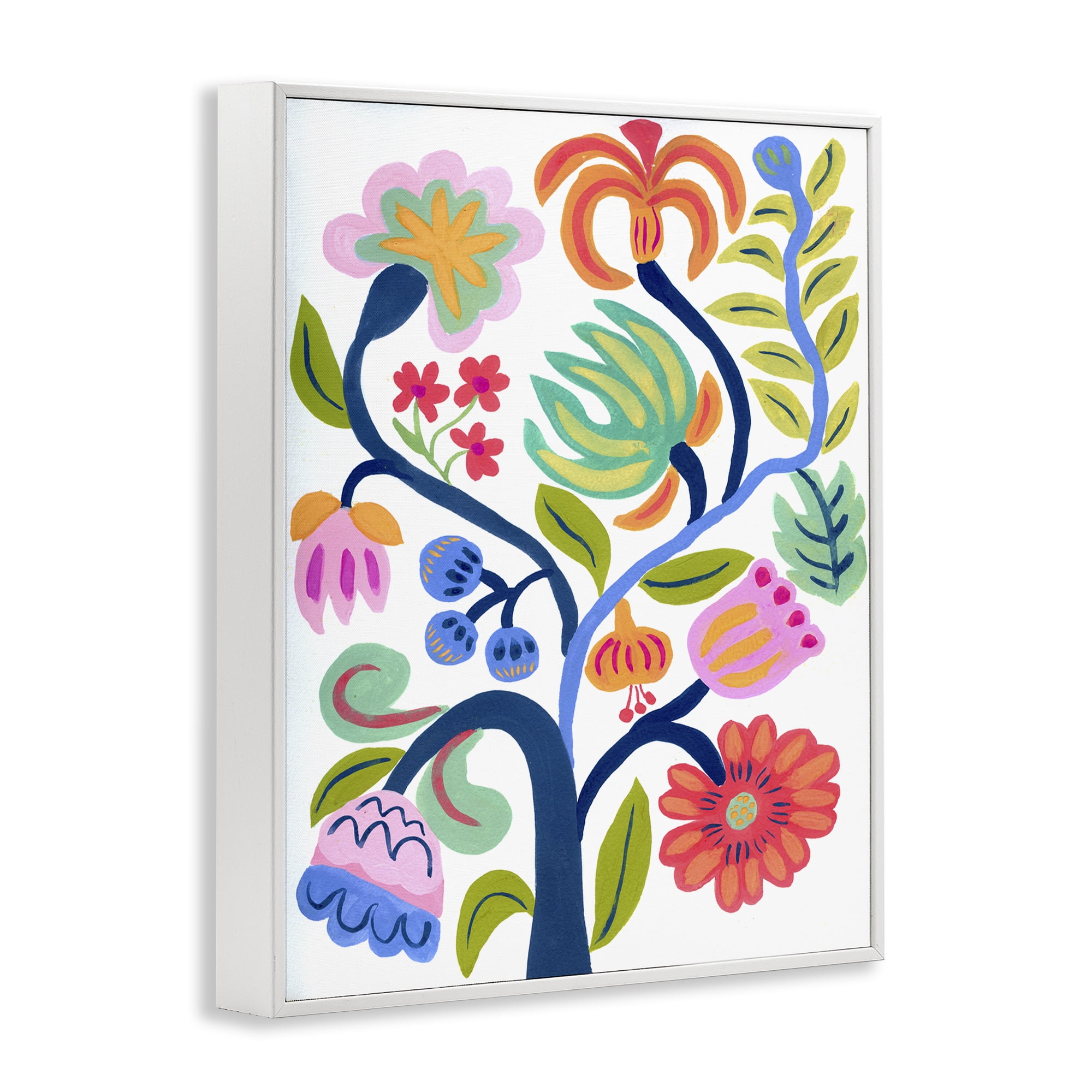 Stupell Industries Boho Blue Tree White Framed Giclee Art, design by Suzanne Allard