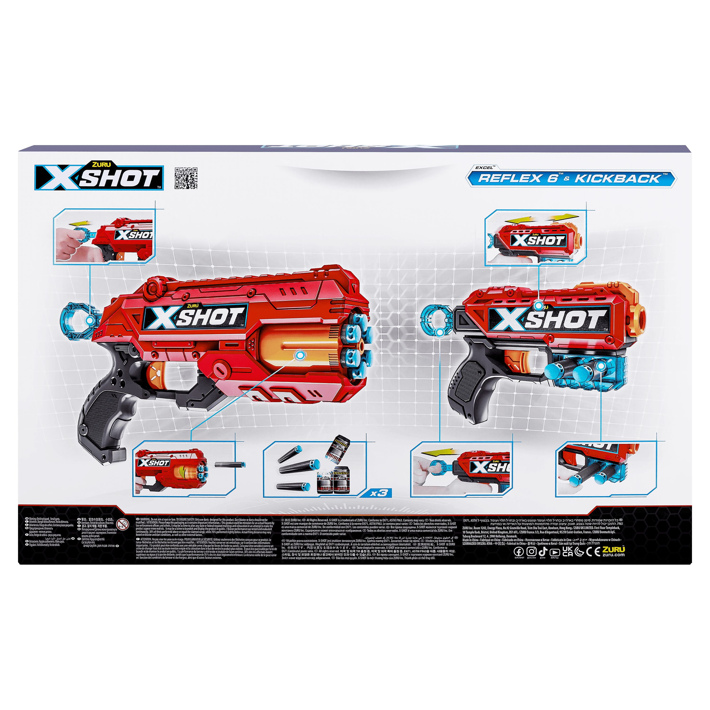XSHOT Excel Double Kickback Double Reflex 6 Dart Blaster Combo