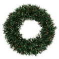 thumbnail image 3 of 36" Pre-lit Midnight Green Pine Christmas Tinsel Wreath - Red Dura Lights, 3 of 3