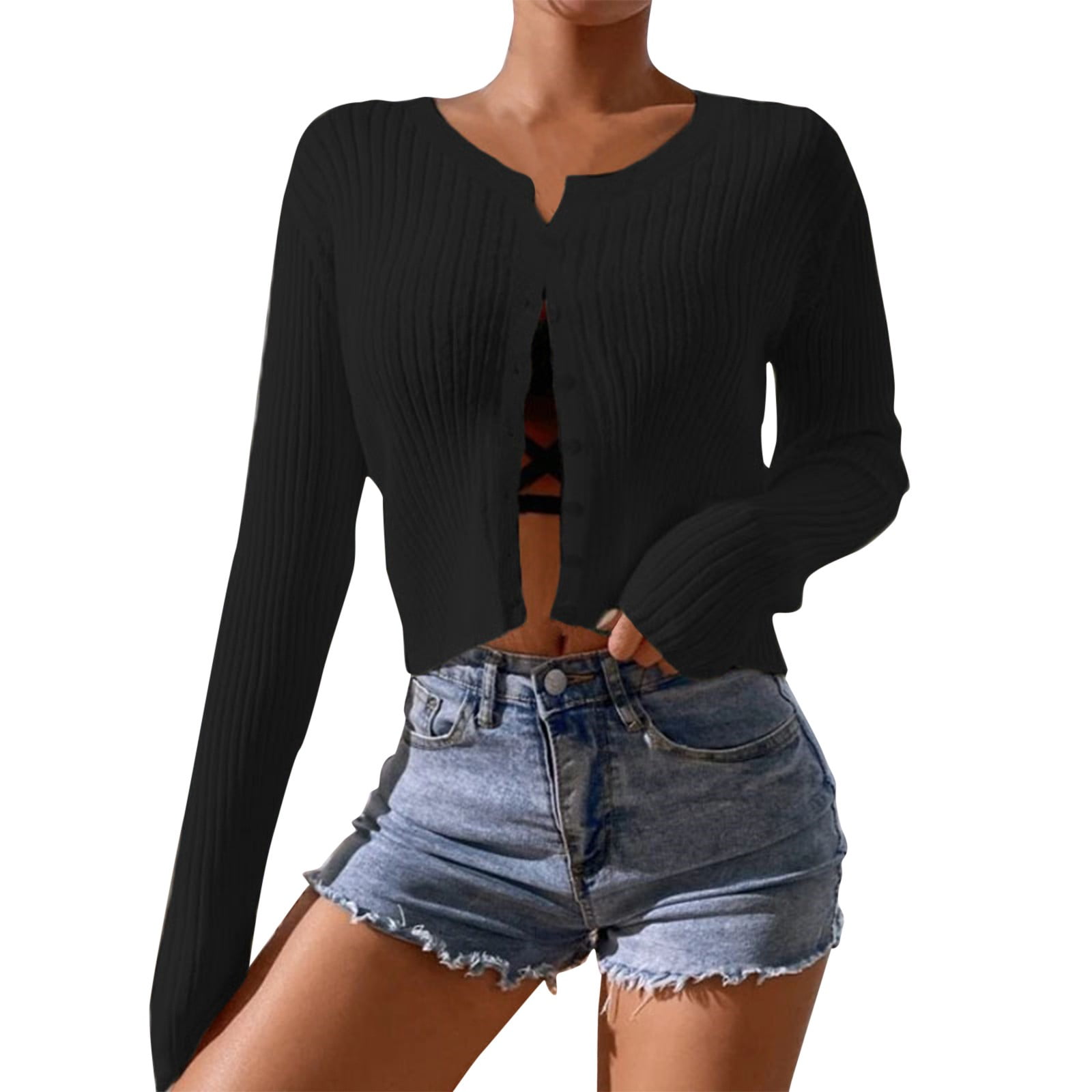 Pedort Women's Plus Size Cardigan Sweater Open Front Long Sleeve Button