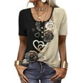 thumbnail image 1 of Gvmfive Womens Short Sleeve Henley V Neck Buttons Tunic Tops Blouse, 1 of 4