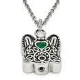 thumbnail image 3 of Auriga Fine Jewelry Stainless Steel Green CZ May Birthstone Antiqued Angel Ash Holder Necklace for Women 18", 3 of 6
