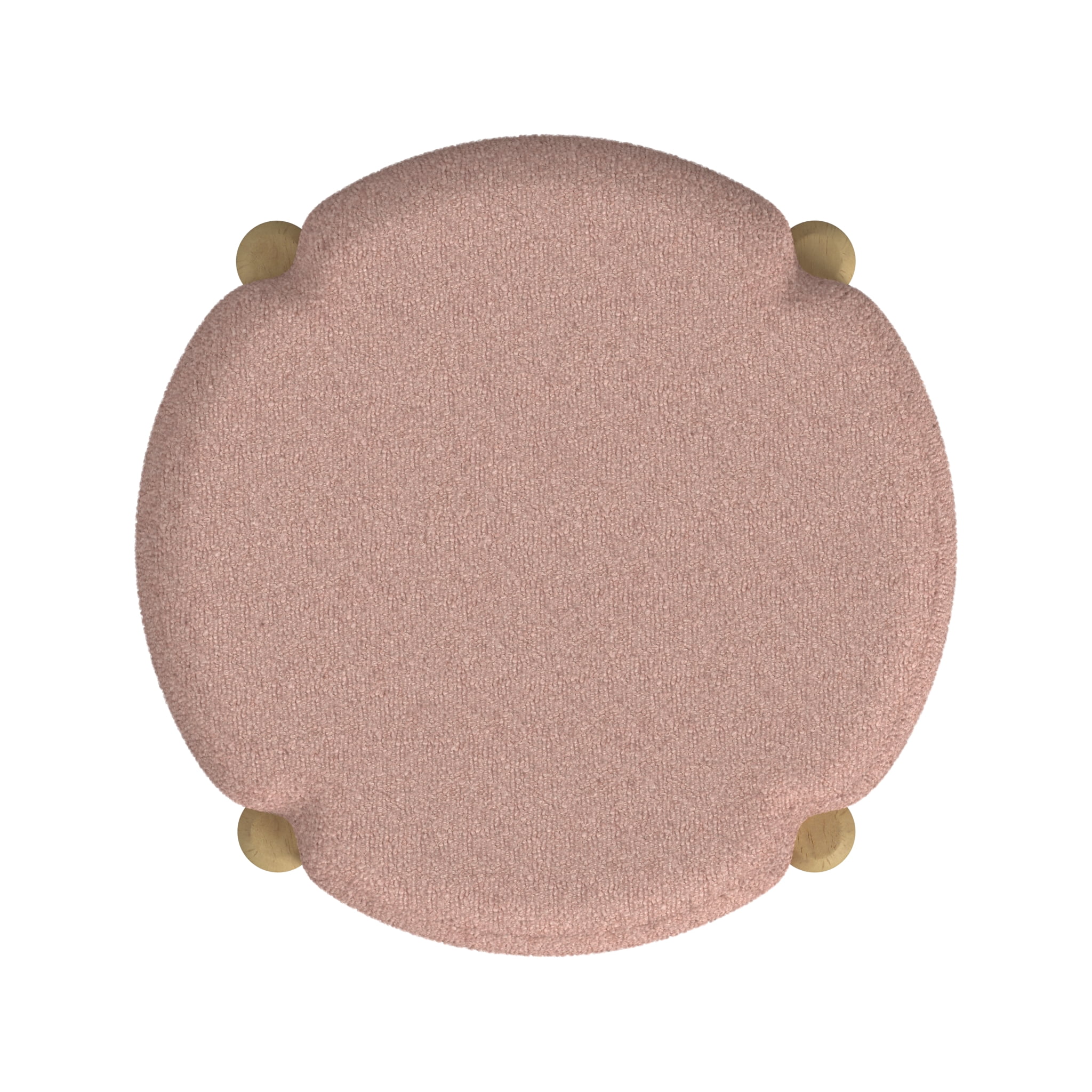 HomePop Luna Round Upholstered Ottoman, Pink Boucle