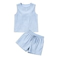 thumbnail image 5 of Arlun Women's Trendy Striped 2 Piece Sets Summer Sleeveless Crew Neck Tank Top Matching Drawstring Shorts Sets Casual Relaxed Fit Comfortable Beach Vacation Outfits 2026 Blue S, 5 of 5
