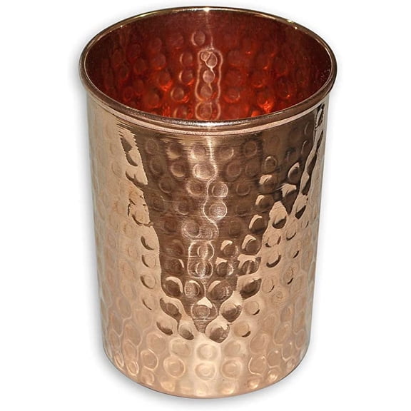 Traditional Indian Hammered Ayurveda Copper Glass Tumbler Health Benefits Utensil